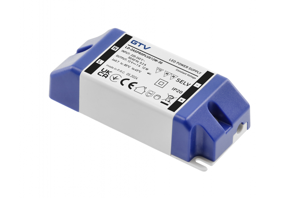 Блок живлення GTV PRO+, DC12В, 12 Вт, вхід AC220-240В, IP20