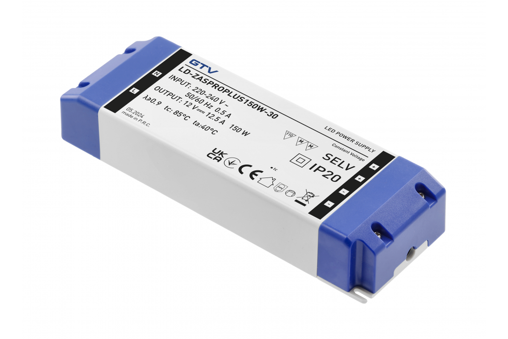 Блок живлення GTV PRO+, DC12В, вхід AC220-240В, 150 Вт, IP20