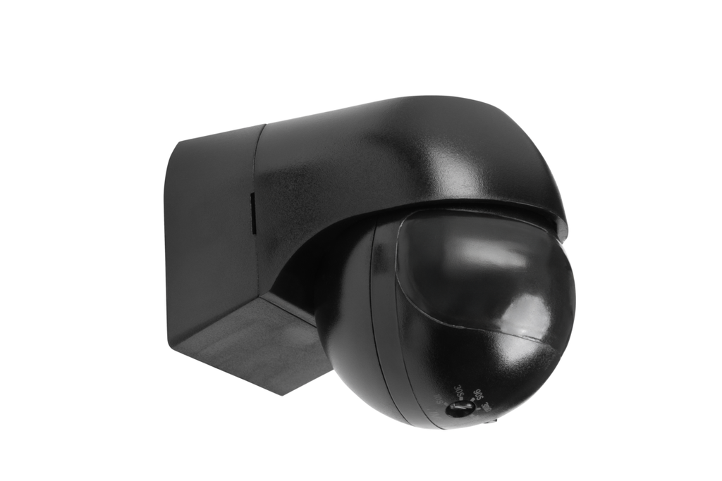 Датчик руху GTV CR-13, максимум 800 Вт, AC220-240V, кут 180°, дальність12 м, IP44, чорний