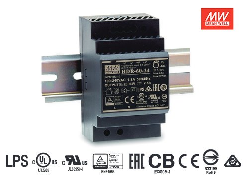 Блок живлення Mean Well на DIN-рейку 60W DC24V (HDR-60-24)