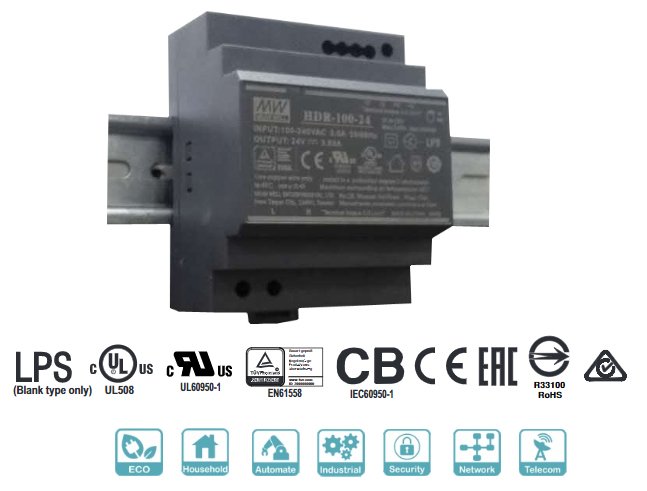 Блок живлення Mean Well на DIN-рейку 100.8W DC24V (HDR-100-24N)