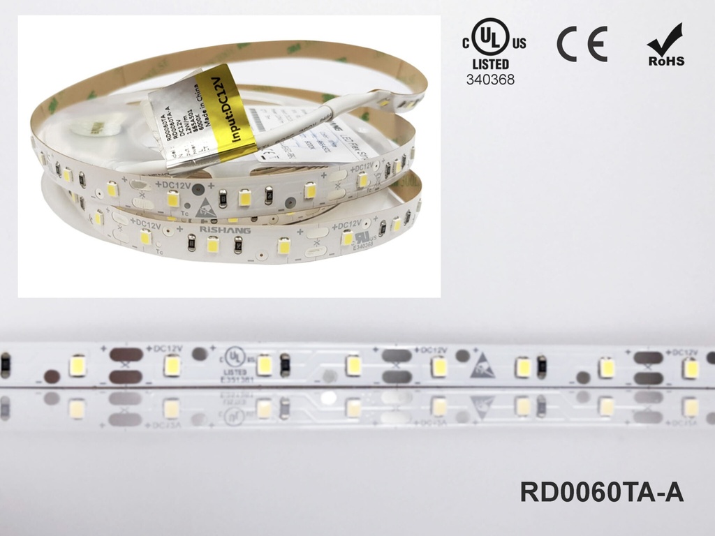 LED стрічка RISHANG 60-2835-12V-IP20 12W 970Lm 6000K 5м (RD0060TA-A-W)