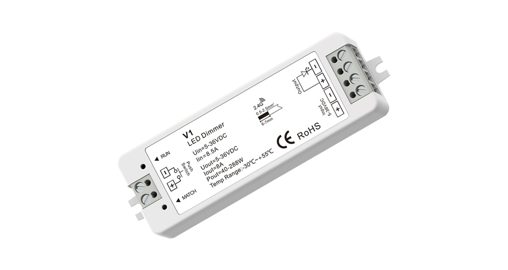 LED-контролер DEYA 5-36VDC, 8A*1CH, PUSH-DIM (V1)