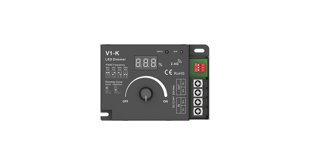 [10_1472] LED-контролер DEYA 12-24VDC, 20A*1CH, (V1-K)