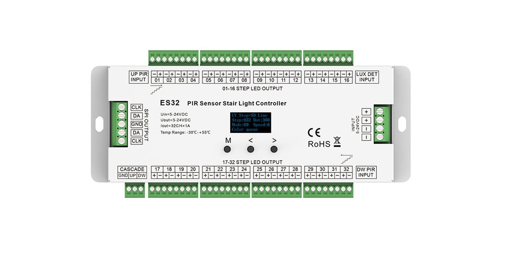 LED-контролер DEYA для сходів з датчиком PIR 5-24VDC, 1A*32CH (ES32)
