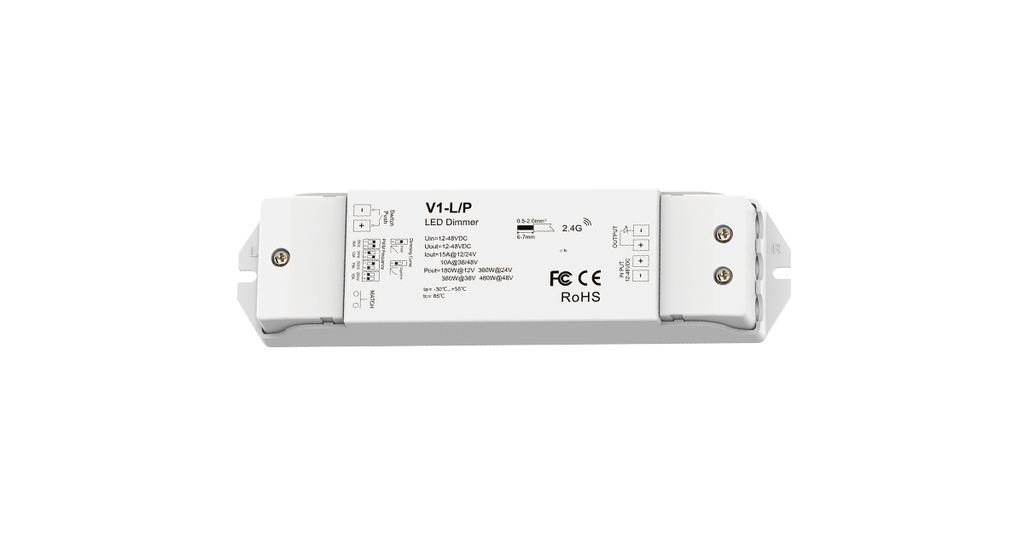 LED-димер DEYA 12-48VDC, 15A*1CH, PUSH-DIM (V1-L/P)
