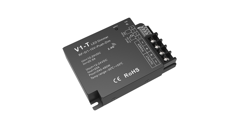 LED-димер DEYA 12-24VDC, 20A*1CH, PUSH-DIM (V1-T)