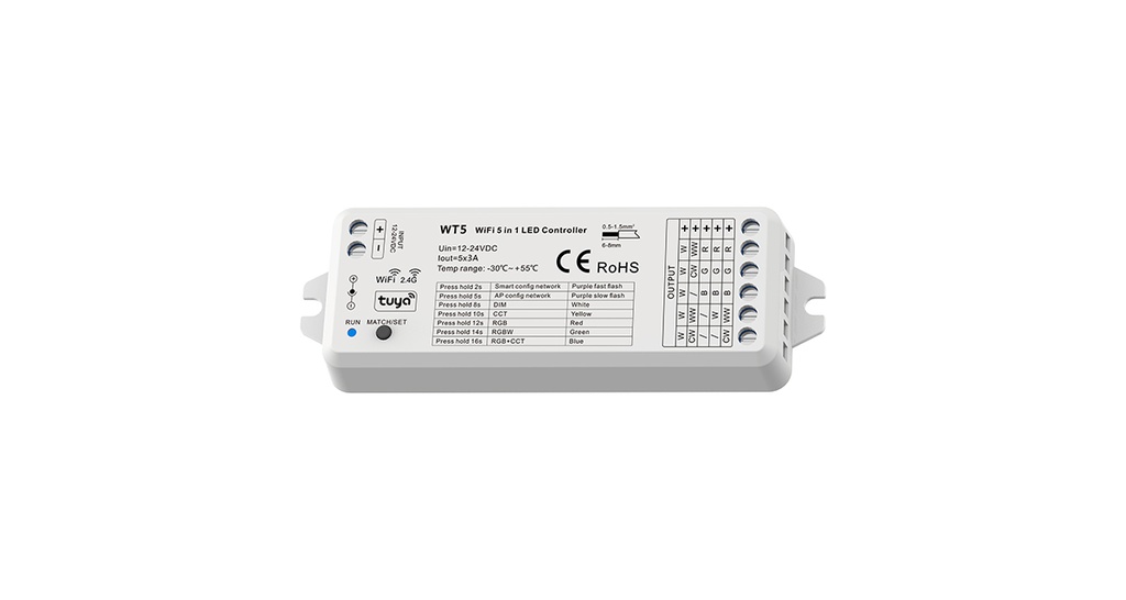 LED-контролер DEYA 12-24VDC, 3A*5CH(WT5)