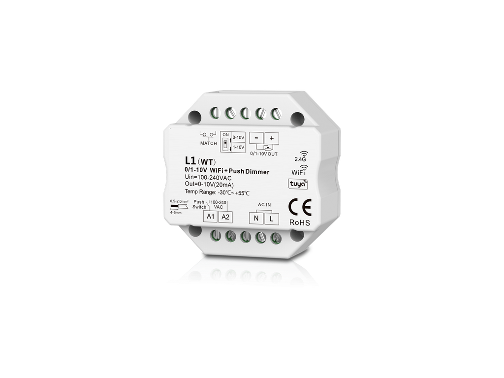 Димер DEYA WiFi+RF+Push Dim 100-240VAC, 1CH 0/1-10V (L1(WT))