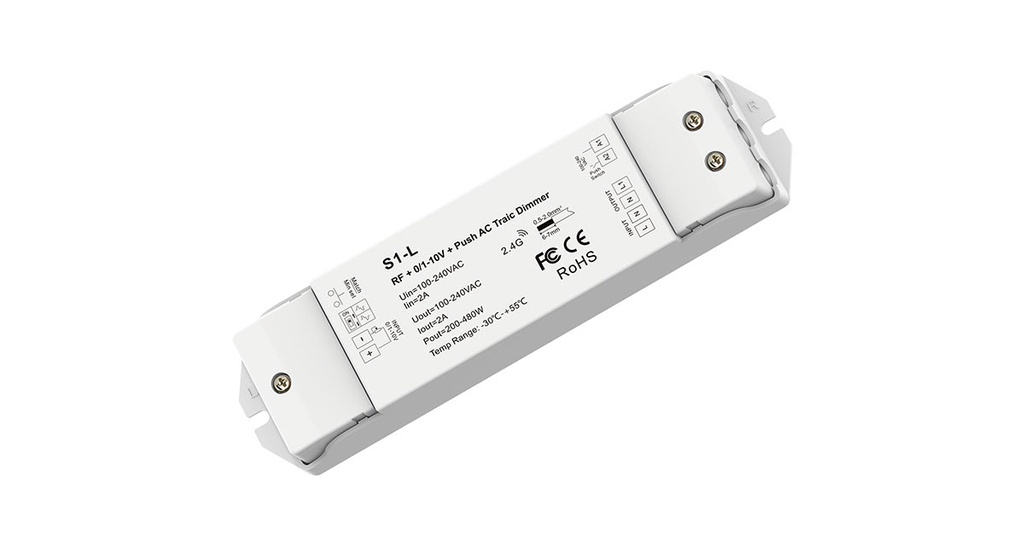 [10_2557] Димер DEYA RF+Push AC Triac 100-240VAC, 1CH*2A (S1-L)