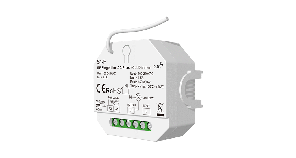 Димер DEYA RF Single Line AC Phase AC100-240V, 1CH*1.5A, 150-360W (S1-F)