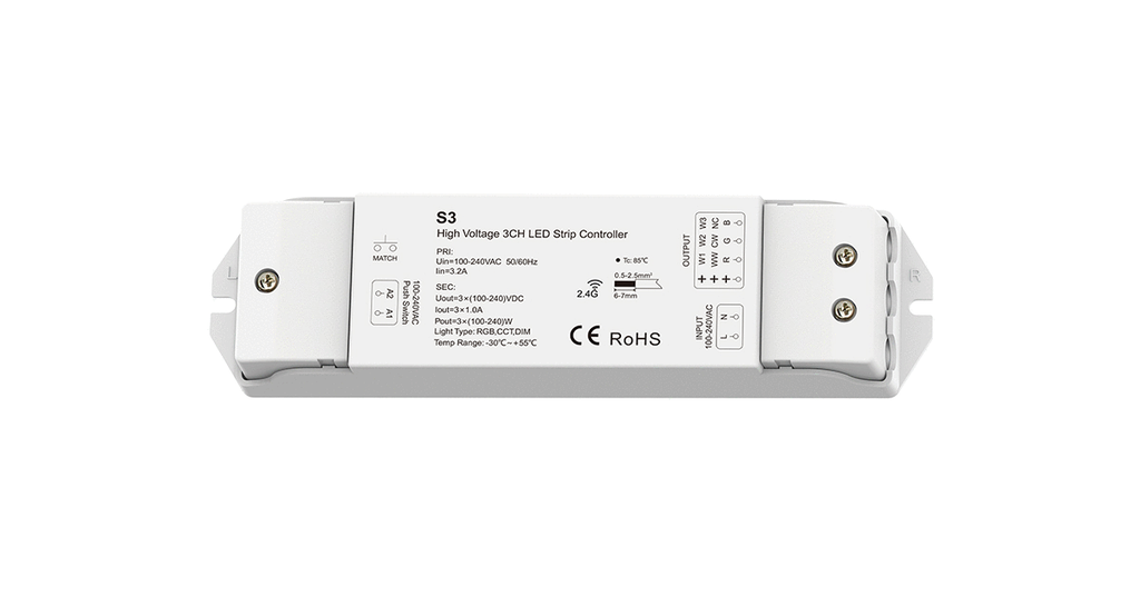 LED контролер DEYA High Voltage 100-240VAC, 1A*3CH (S3)