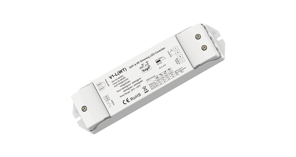 LED-контролер DEYA 12-48 VDC, 15A*1CH, WiFi & RF CV для Tuya App (V1-L(WT))
