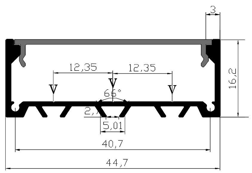 [10_956] LED-профіль накладний LS4516 (2 метра)