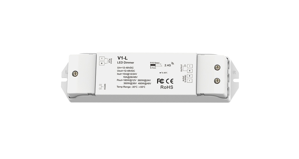 LED-контролер DEYA 12-48VDC, 15A*1CH, PUSH-DIM (V1-L)