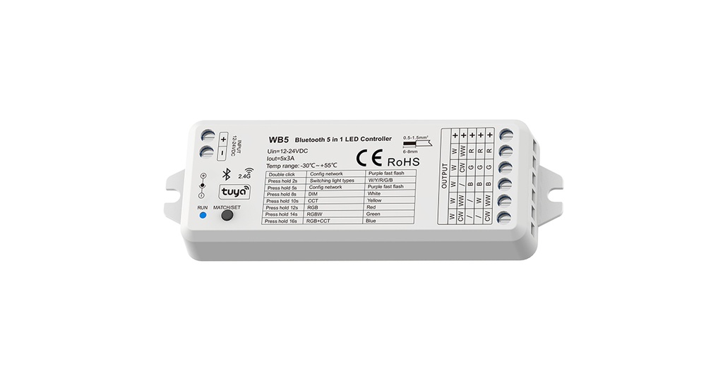 LED-контролер DEYA 12-24VDC, 3A*5CH (WB5)