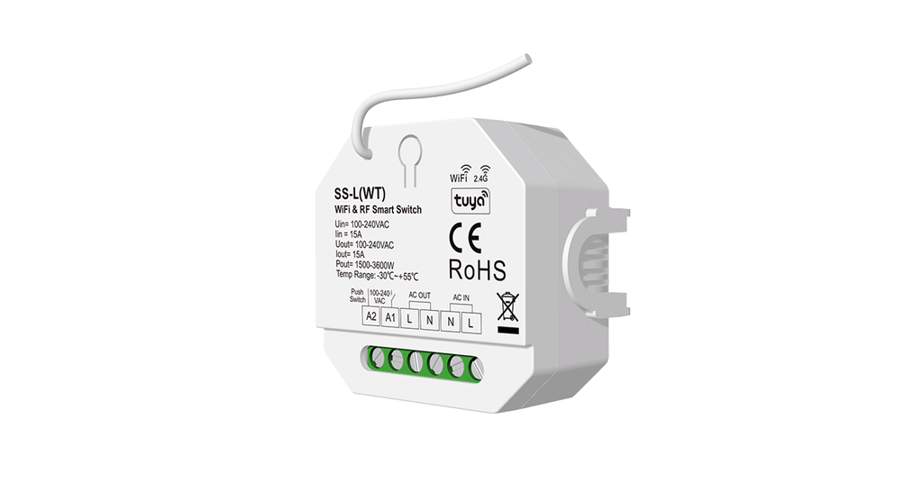 Релейний модуль вимикач WIFI+RF 15A*1CH 100-240VAC (SS-L(WT))