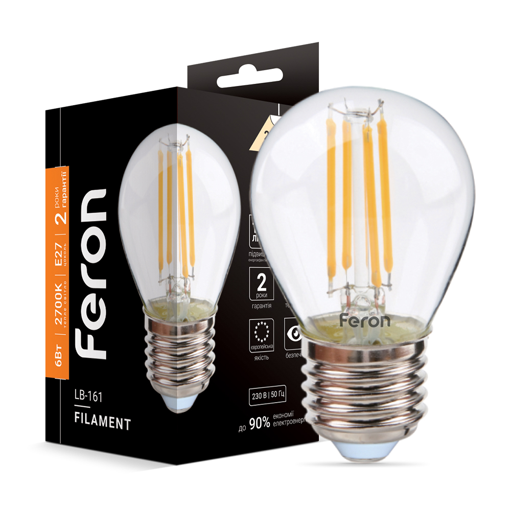 [6931] Світлодіодна лампа Feron Filament LB-161 6Вт E27 2700K