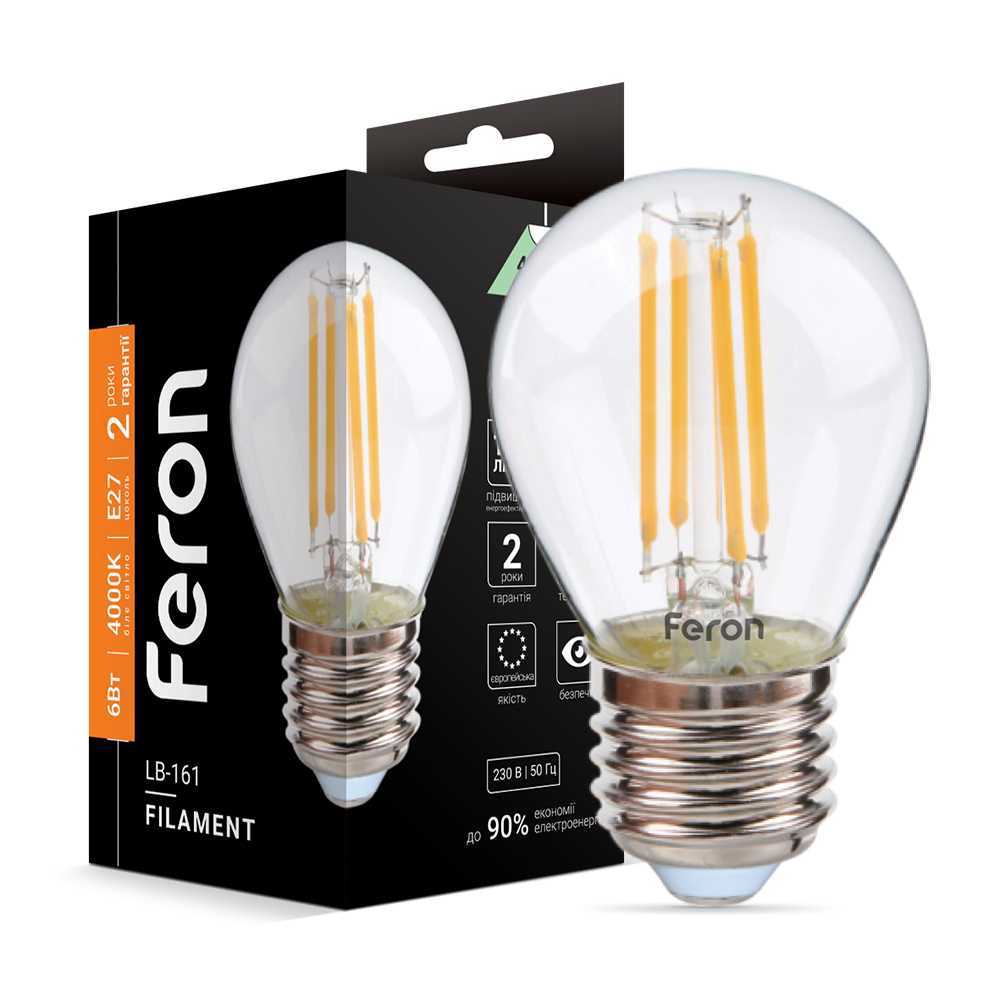 [6932] Світлодіодна лампа Feron Filament LB-161 6Вт E27 4000K