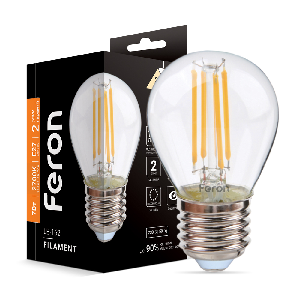 [6941] Світлодіодна лампа Feron Filament LB-162 7Вт E27 2700K