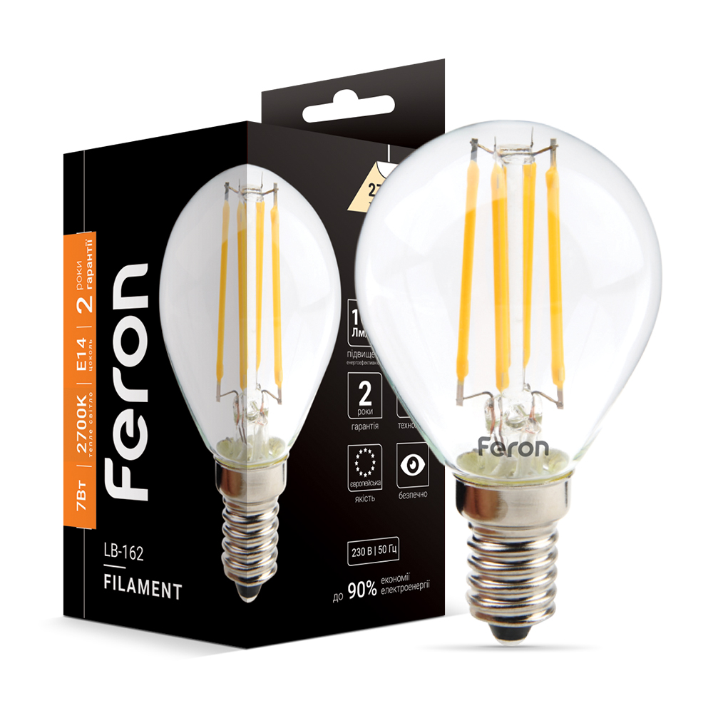 [6943] Світлодіодна лампа Feron Filament LB-162 7Вт E14 2700K