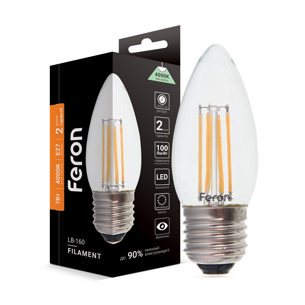 [6940] Світлодіодна лампа Feron Filament LB-160 7Вт E27 4000K