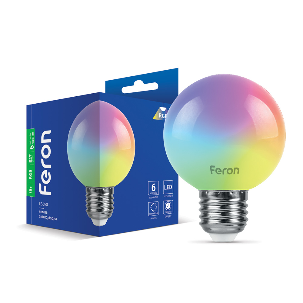 [7427] Світлодіодна лампа Feron LB-378 1Вт E27 RGB