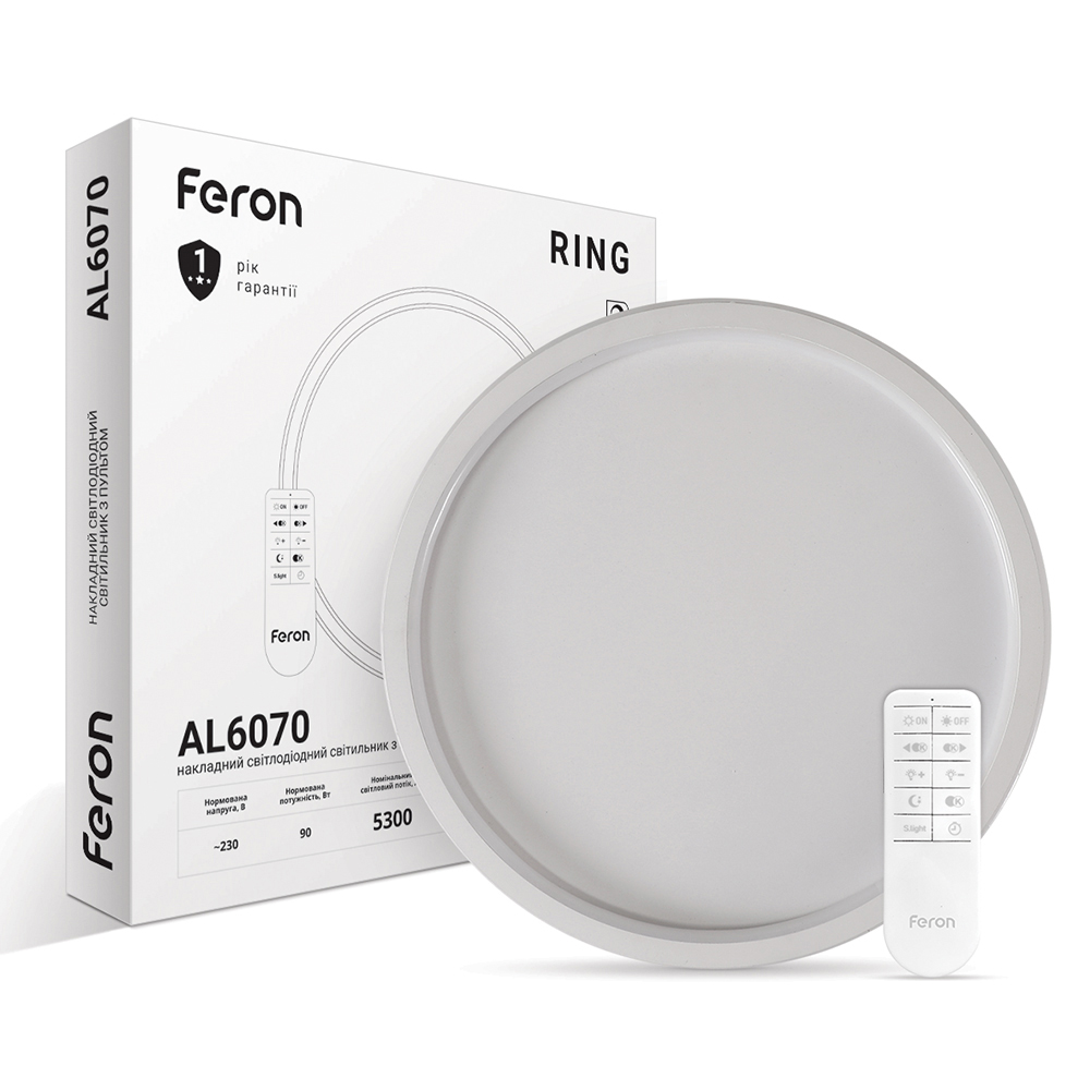 [7431] Світлодіодна накладна люстра Feron AL6070 RING 90Вт білий