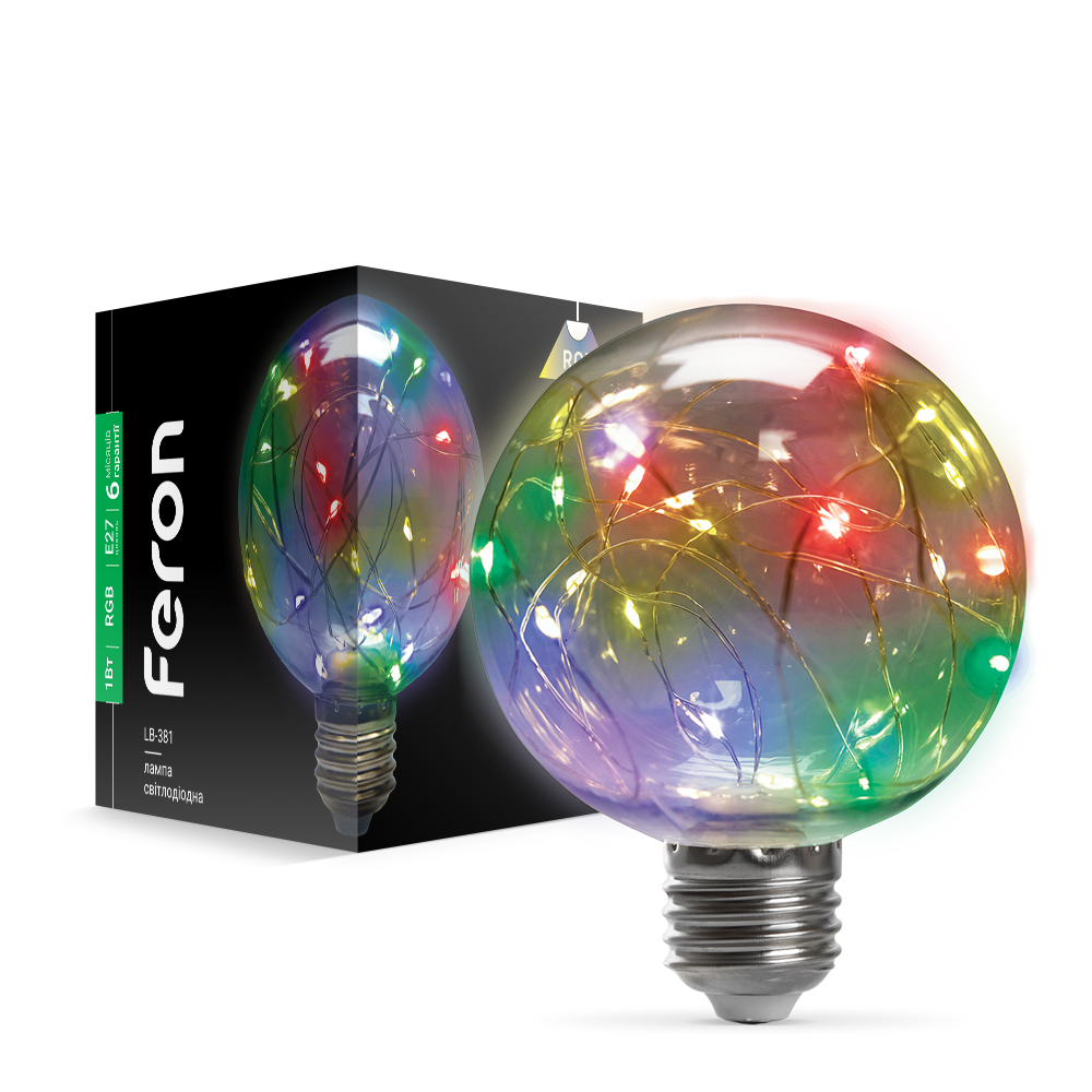 [7500] Світлодіодна лампа Feron LB-381 1Вт E27 RGB