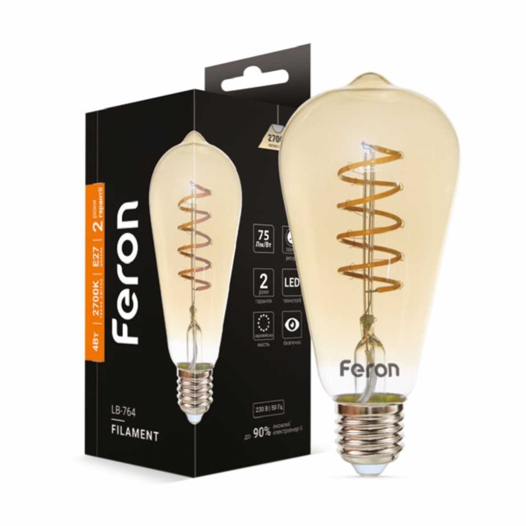 [7517] Світлодіодна лампа Feron Filament LB-764 4Вт E27 2700K