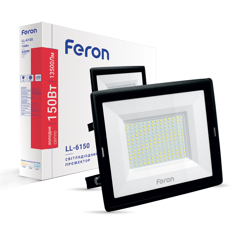Світлодіодний прожектор Feron LL-6150 150Вт 6400K чорний