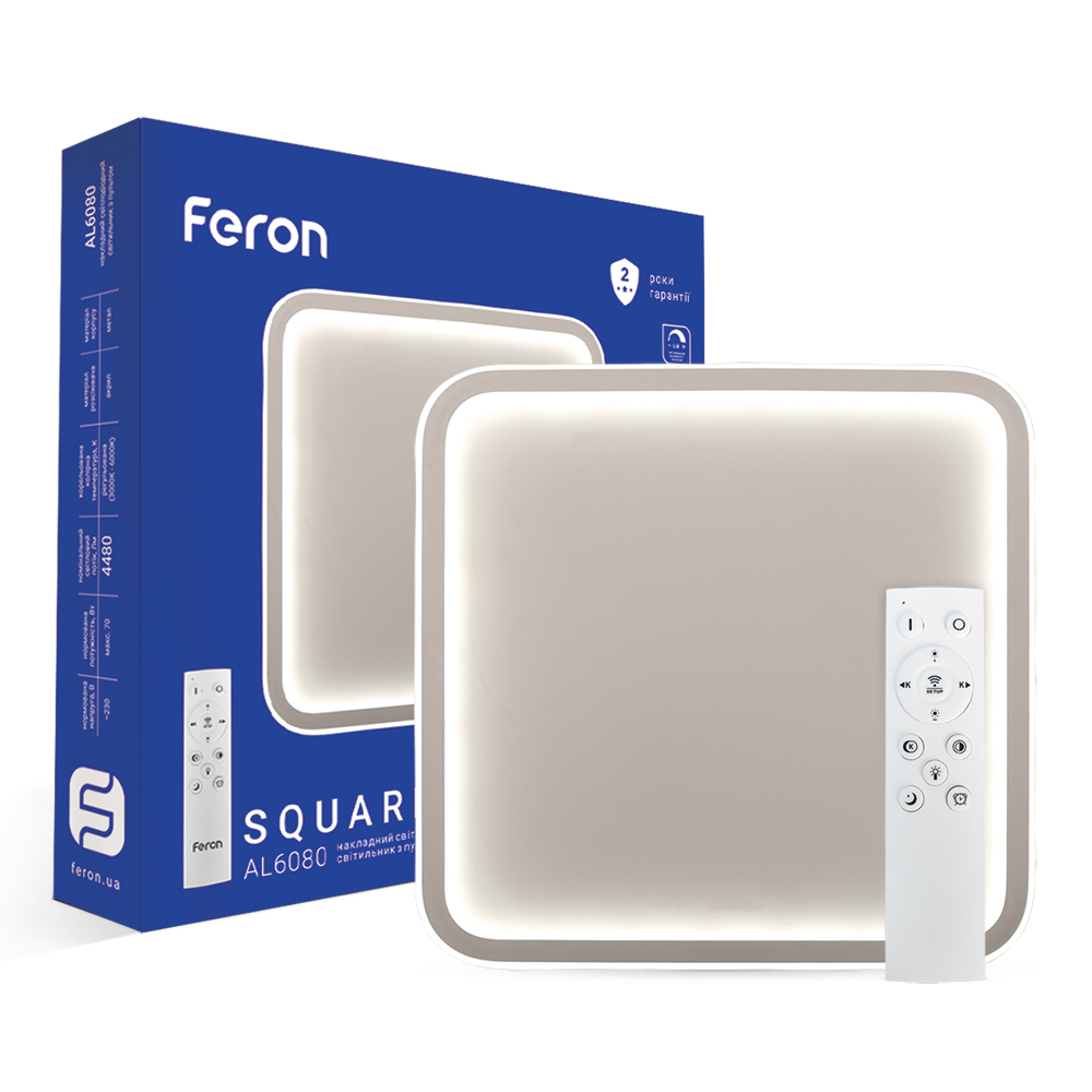 [7666] Світлодіодна накладна люстра Feron AL6080 SQUARE 70Вт білий