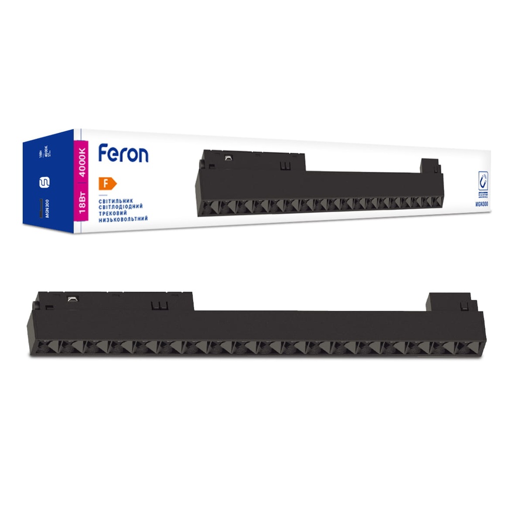 [7610] Світлодіодний магнітний трековий світильник Feron MGN300 18Вт 4000K чорний