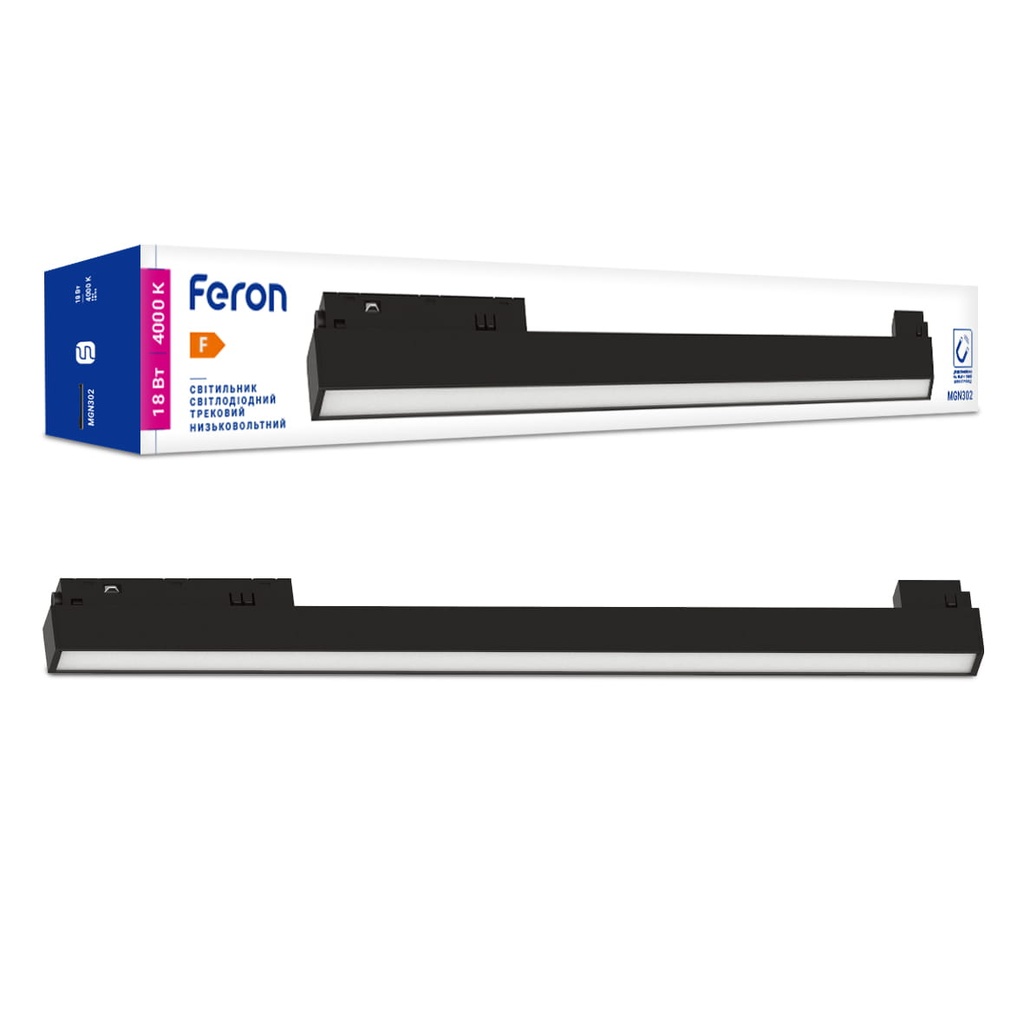 [7613] Світлодіодний магнітний трековий світильник Feron MGN302 18Вт 4000K чорний