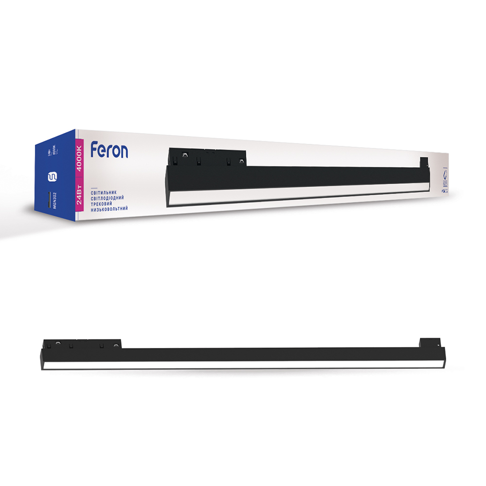 [7614] Світлодіодний магнітний трековий світильник Feron MGN302 24Вт 4000K чорний