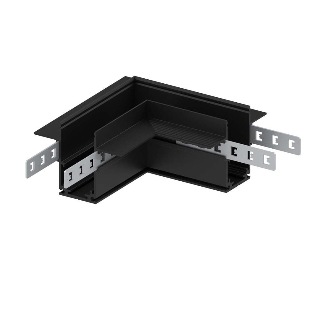 [7642] З'єднувач кутовий Feron LD2004 для вбудованого шинопровода чорний