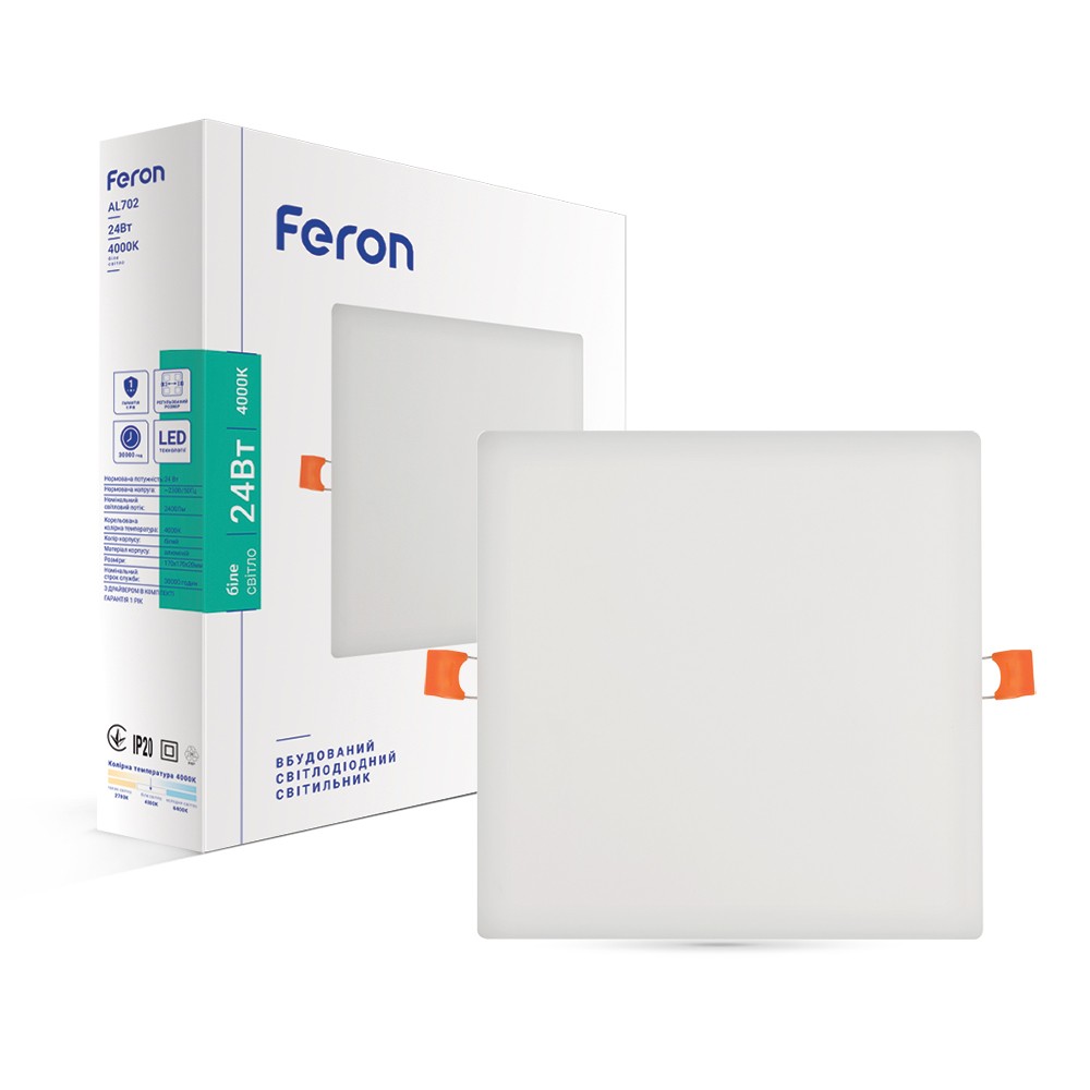 [7676] Світлодіодний вбудований світильник Feron AL702 24Вт 4000K білий