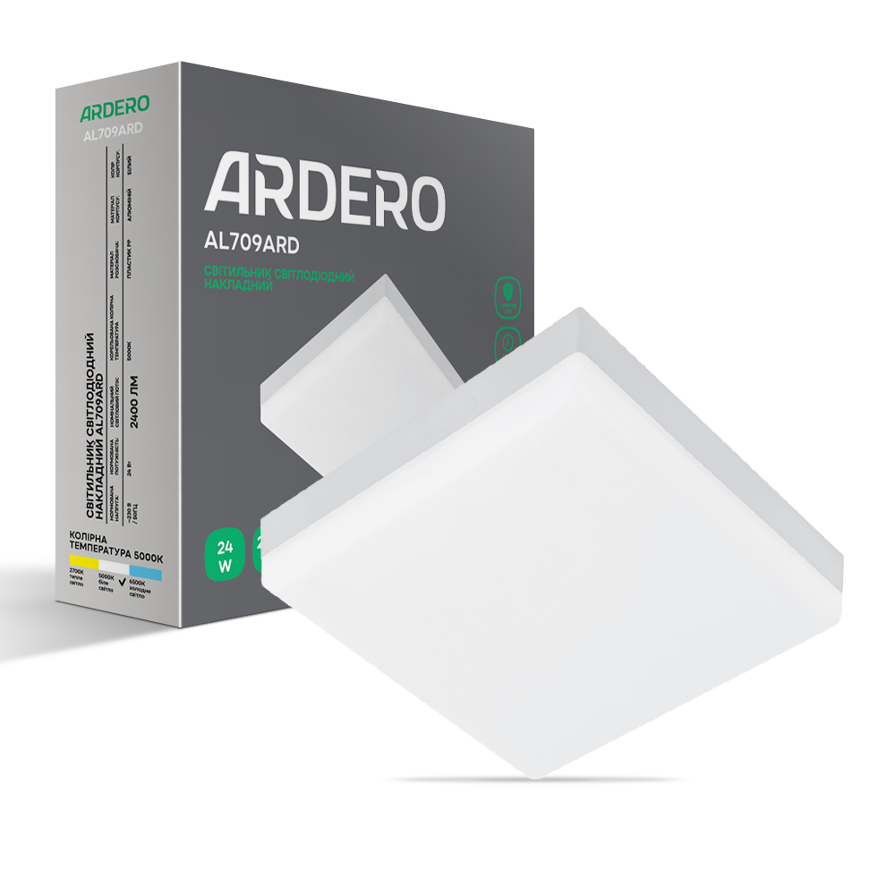[7816] Світлодіодний накладний світильник Ardero AL709ARD 24Вт 5000K білий