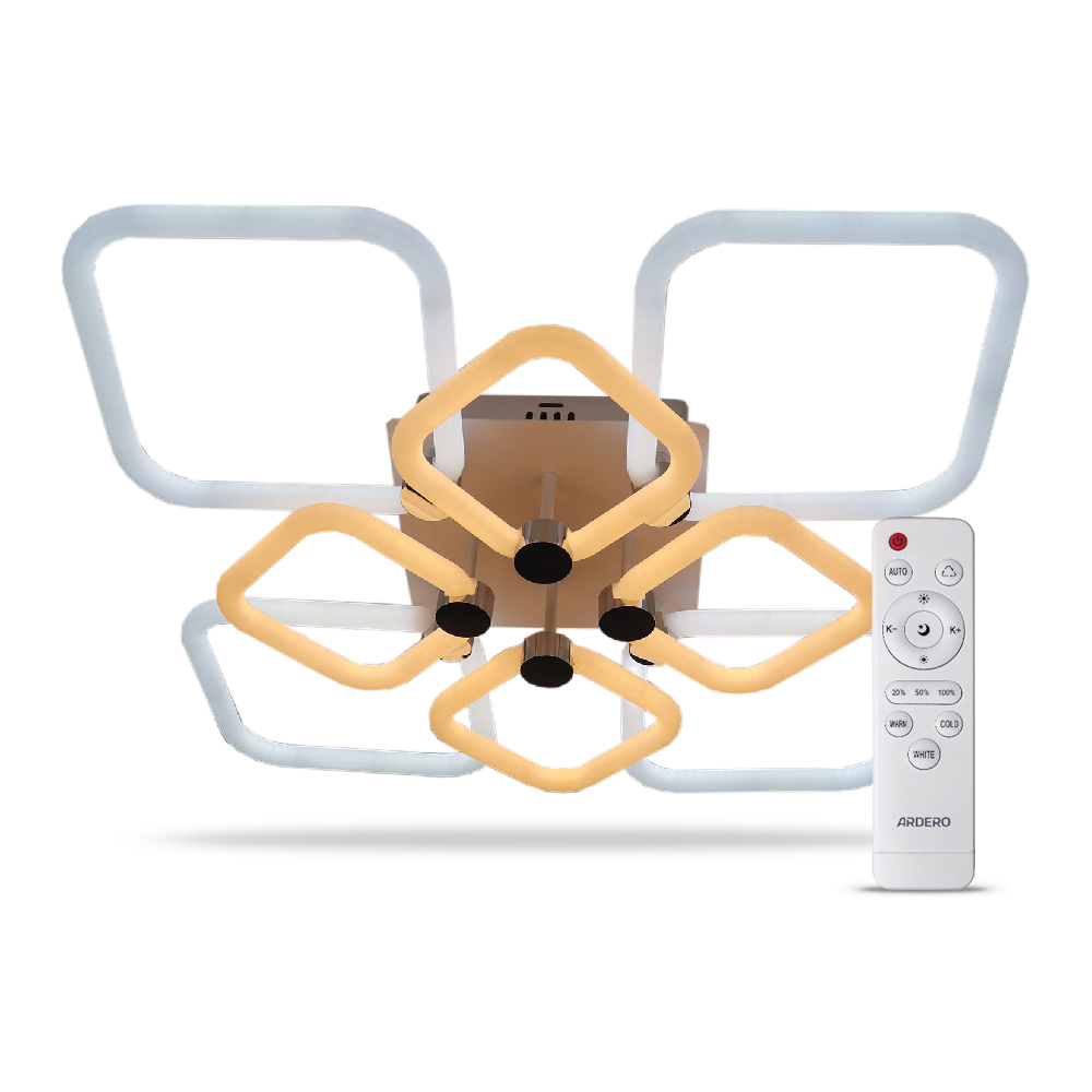 [7914] Світлодіодна накладна люстра Ardero AL6138ARD FELICITY 160Вт білий срібло