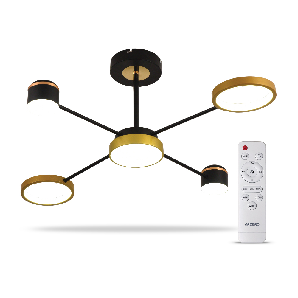 [7898] Світлодіодна накладна люстра Ardero AL6120ARD STORIA 41Вт чорний золото