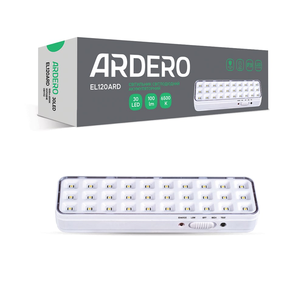 Акумуляторний світильник Ardero EL120ARD 2Вт 6500K