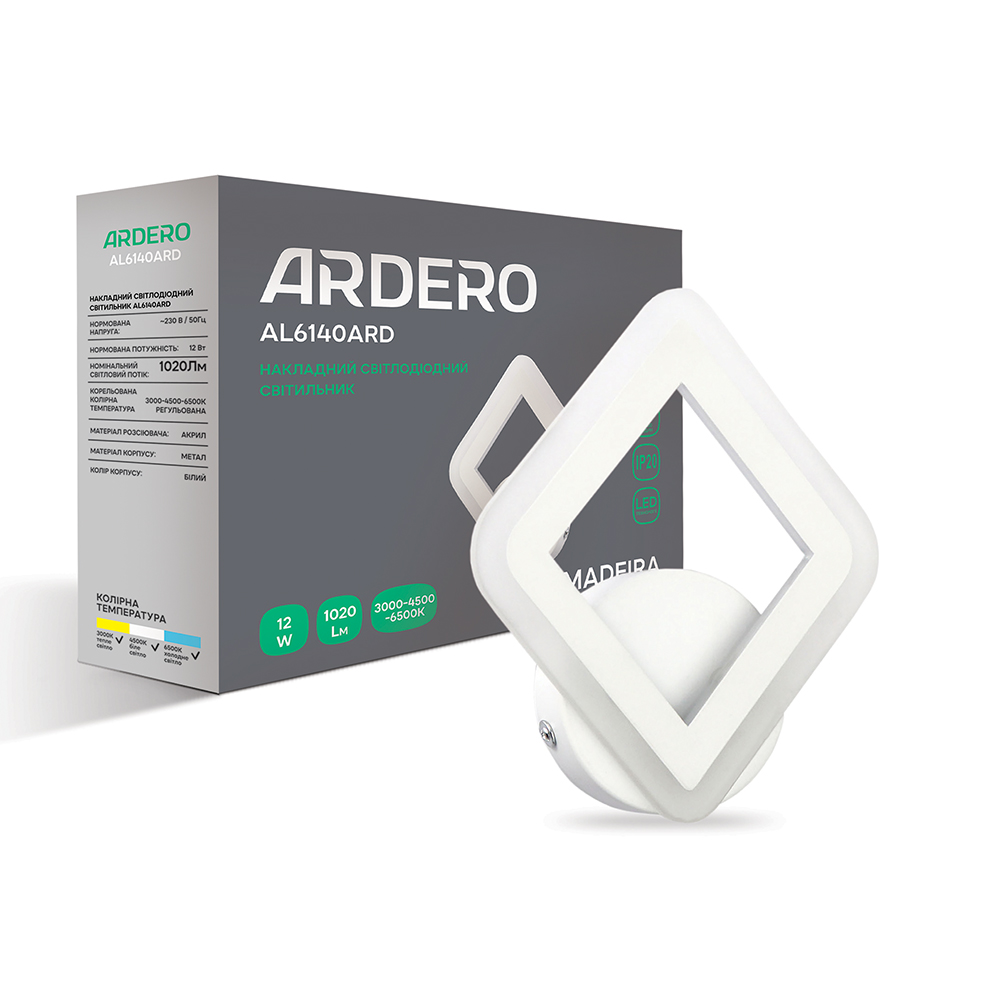 [8102] Світлодіодний накладний світильник Ardero AL6140ARD MADEIRA 12Вт білий