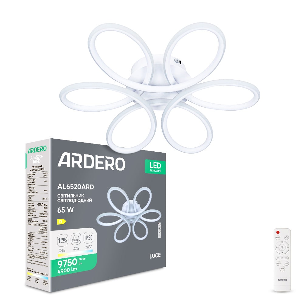 [8360] Світлодіодний накладний світильник Ardero AL6520ARD LUCE 65Вт білий
