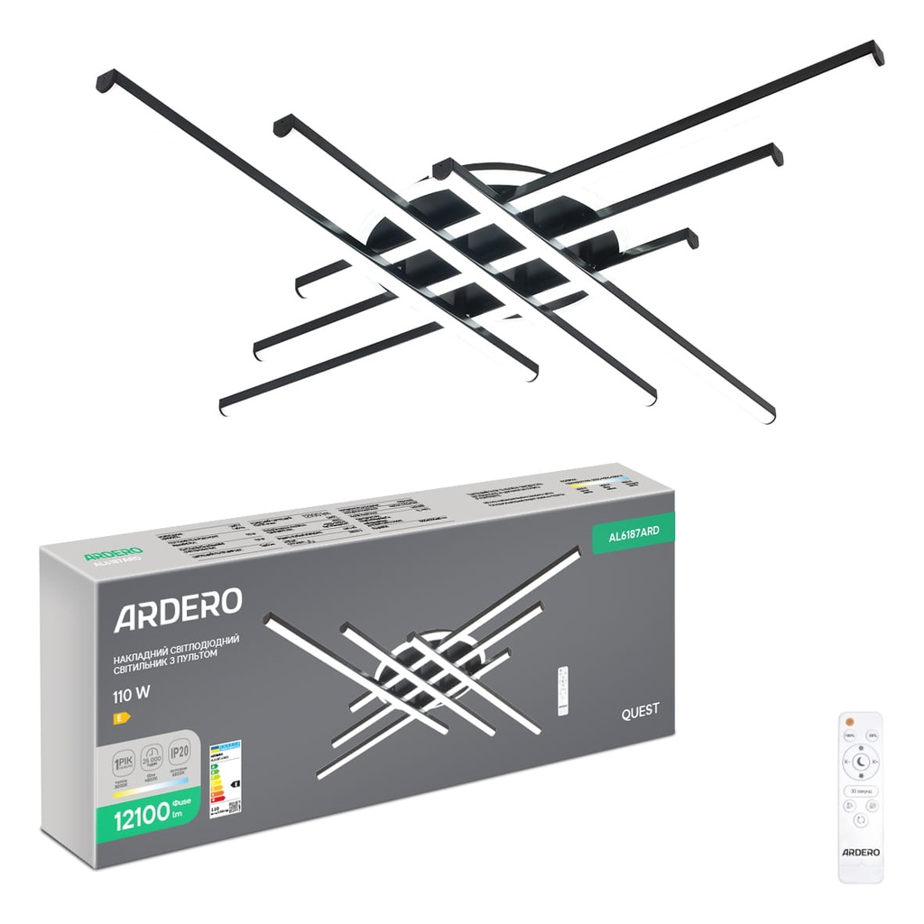 [9047] Світлодіодний накладний світильник Ardero AL6187ARD QUEST 110Вт чорний