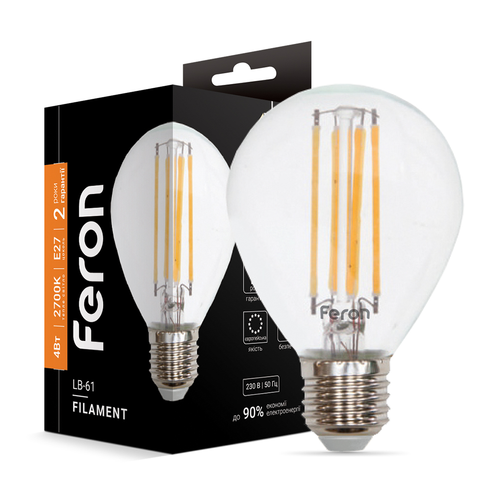 [4778] Світлодіодна лампа Feron Filament LB-61 4Вт E27 2700K