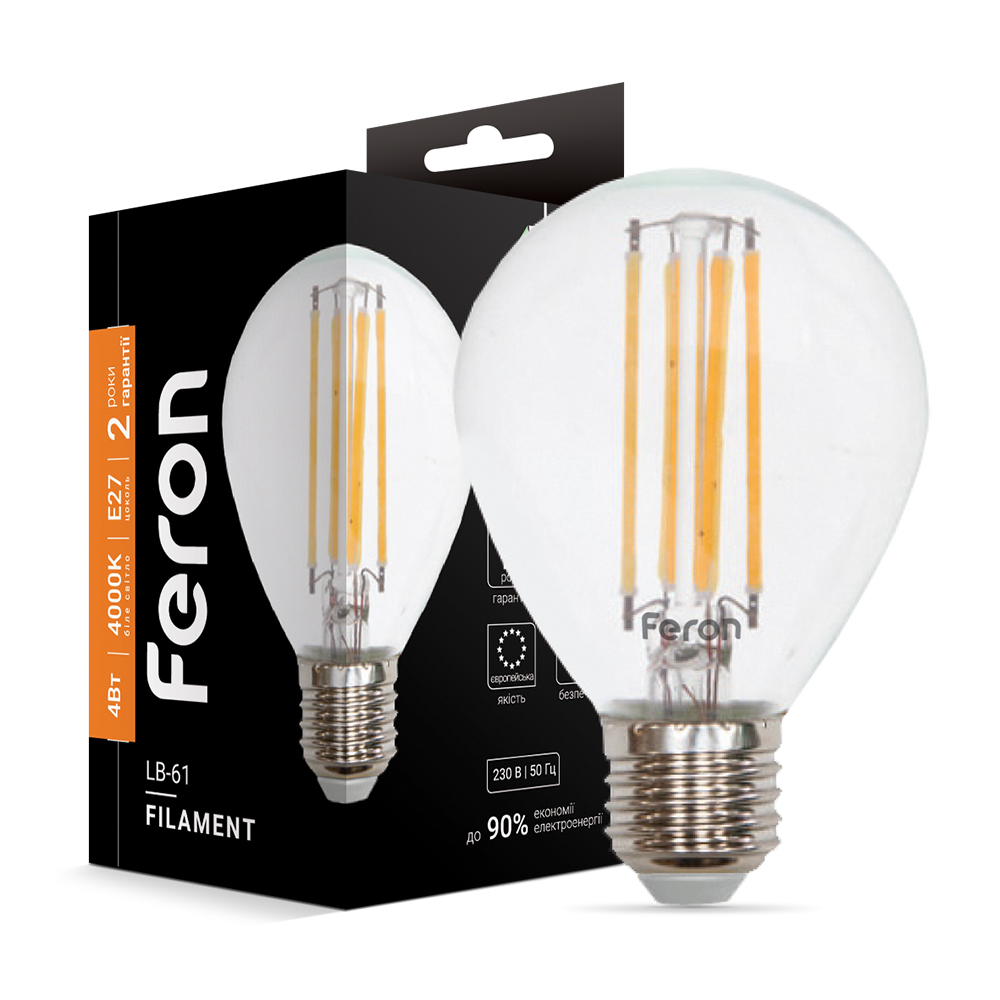 [4779] Світлодіодна лампа Feron Filament LB-61 4Вт E27 4000K