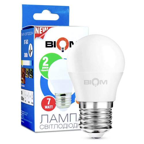 [3_2344] Свiтлодiодна лампа Biom BT-563 G45 7W E27 3000К матова