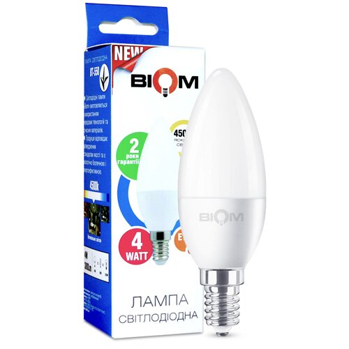 [3_2351] Свiтлодiодна лампа Biom BT-550 C37 4W E14 4500К матова