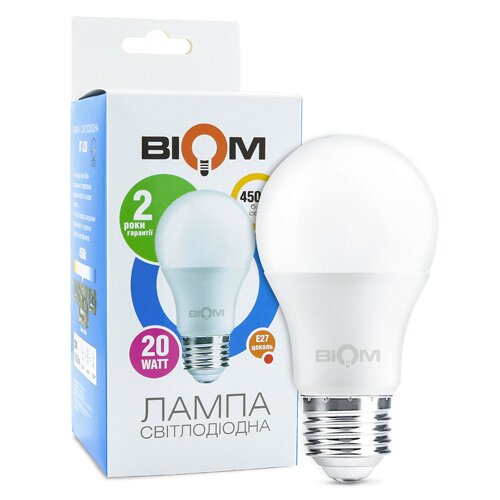 [3_2455] Світлодіодна лампа Biom BT-520 A80 20W E27 4500К матова