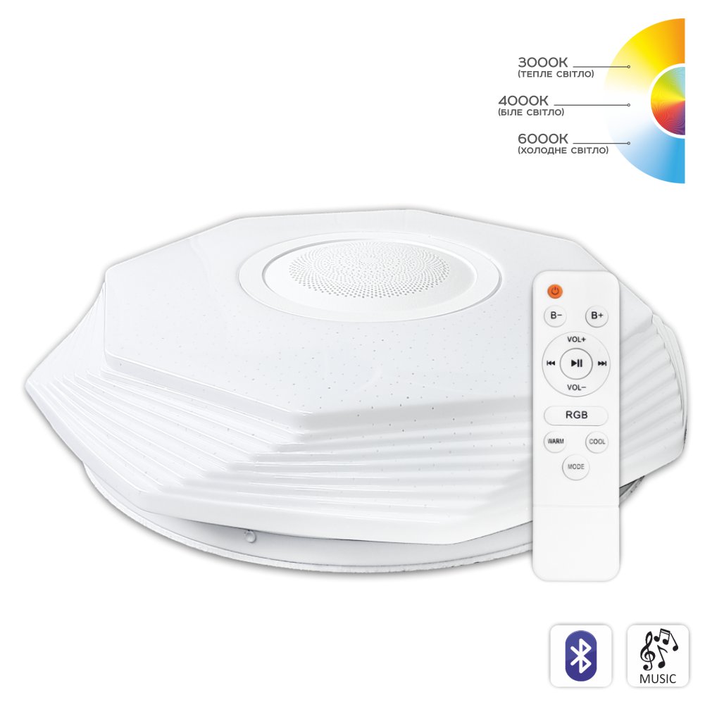 [3_3035] Світильник світлодіодний Biom SMART SML-R46-55-M-RGB 3000-6000K 55Вт с д/к муз. BT APP